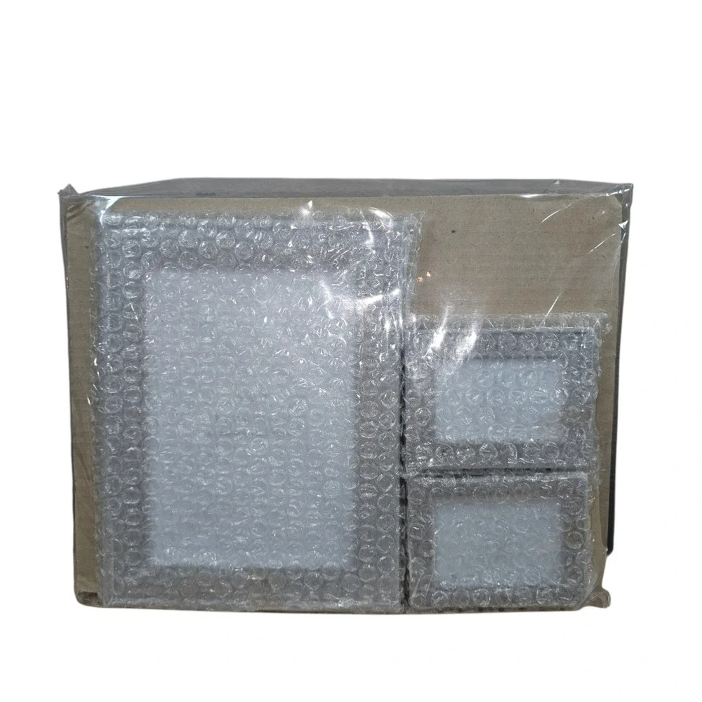 Carr 5 Piece Pewter Metal Photo Frame Set Silver New Distressed Box